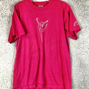 Vtg‎ Pink Ballet Ballerina Campnastics 1996 Single Stitch T Shirt Size M Bling